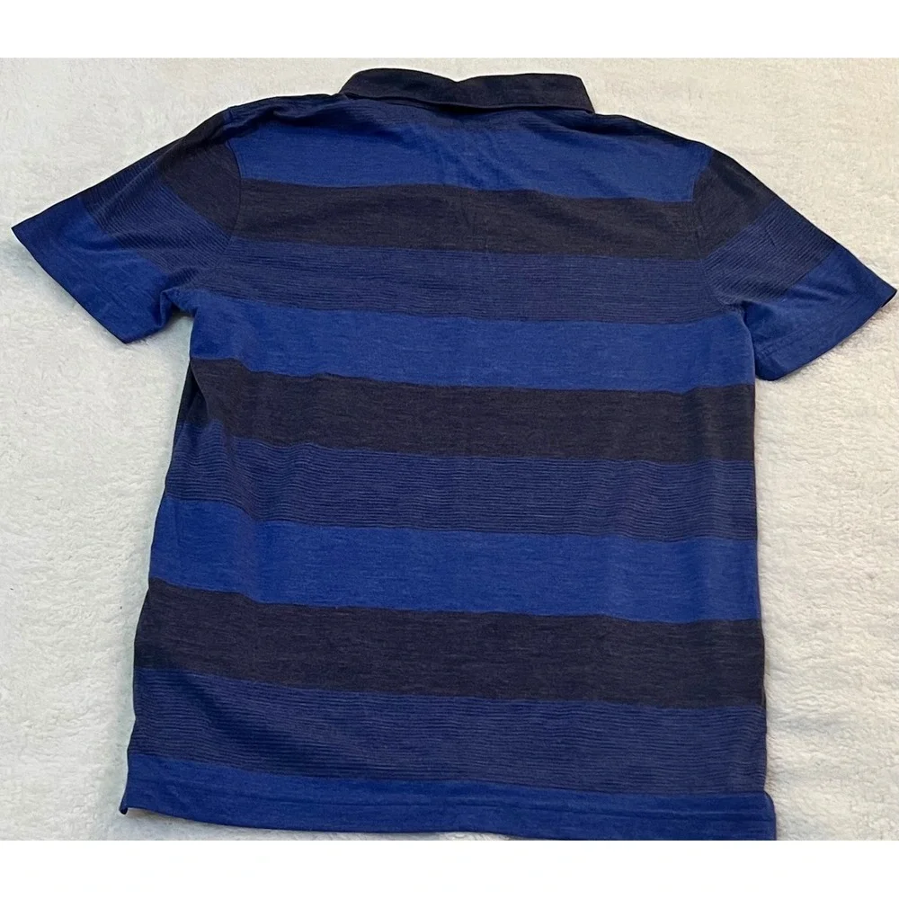 Banana Republic Vintage Mens Blue Striped Short Sleeve Polo Shirt Medium